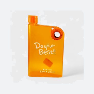 Orange Ultra Slim Notebook Style Water Bottle 380ml | Portable Memo Bottle for Travel, School & Office