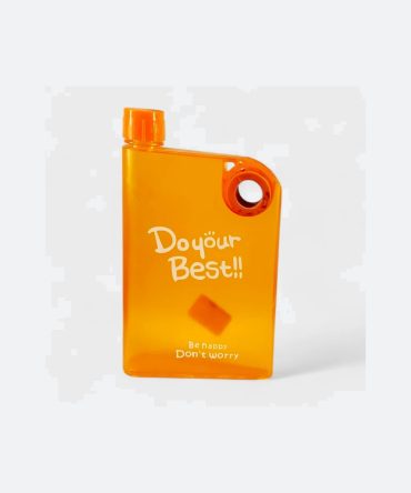 Orange Ultra Slim Notebook Style Water Bottle 380ml | Portable Memo Bottle for Travel, School & Office