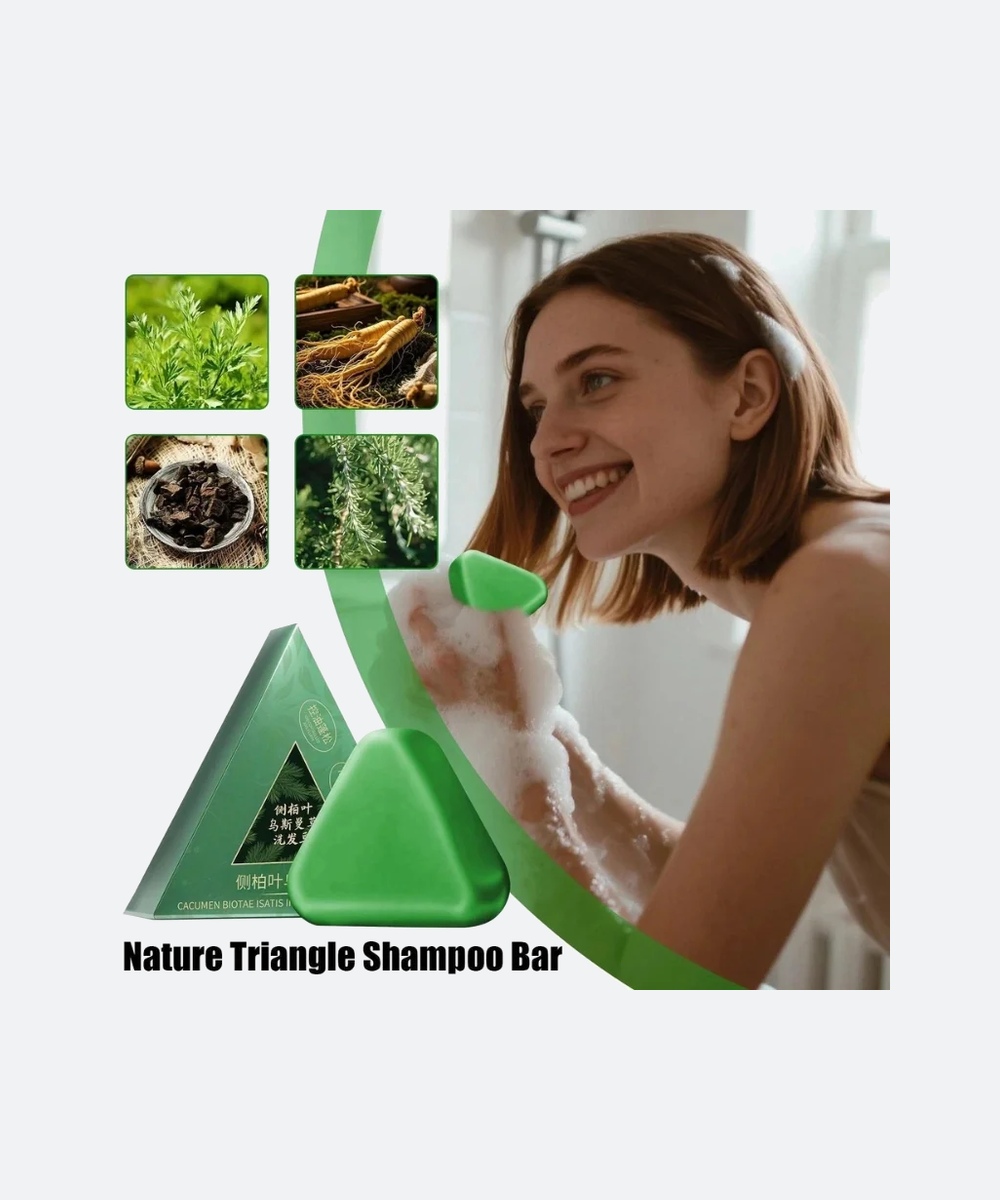Nature Triangle Shampoo Bar | Plant-Based Herbal Hair Growth Soap | Calming, Strengthening & Eco-Friendly - Image 2