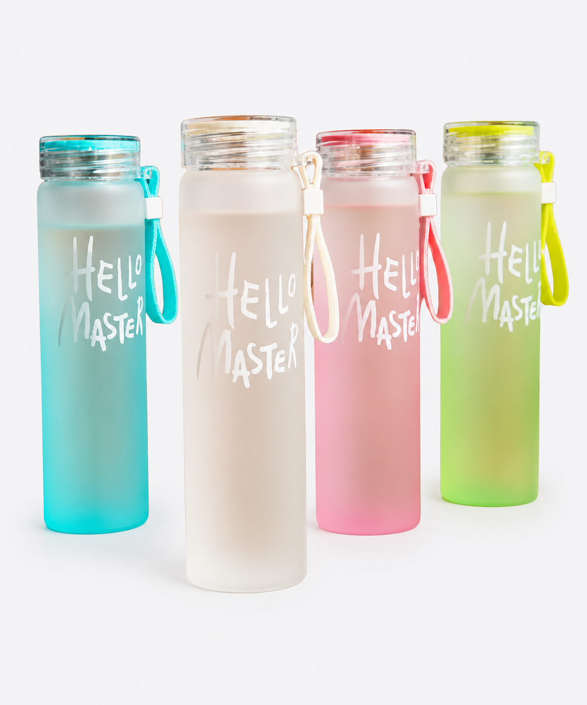 Pink Frosted Glass Water Bottle | Leak-Proof Insulated Bottle with Hello Master Decal Logo | 400ml - Image 4