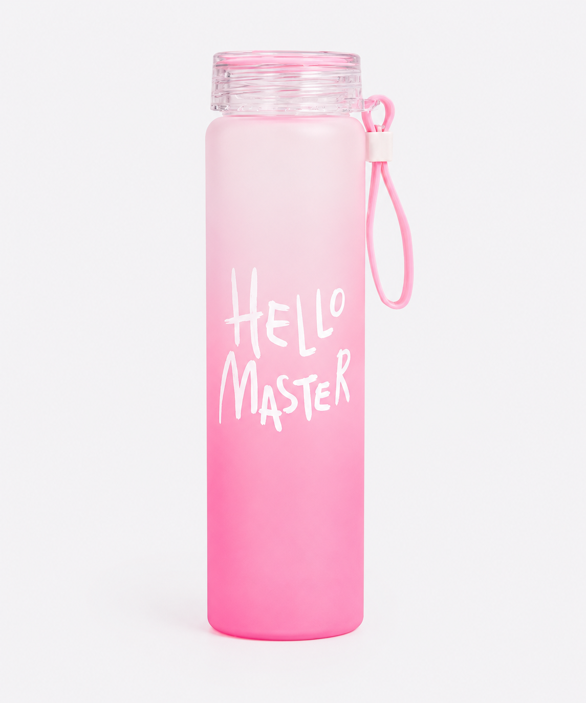 Pink Frosted Glass Water Bottle | Leak-Proof Insulated Bottle with Hello Master Decal Logo | 400ml - Image 3