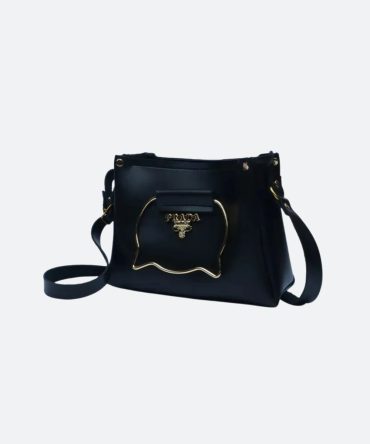 Black Elegant Cat Handle Handbag for Girls & Ladies | Stylish Shoulder & Crossbody Bag with Gold Accents | Adjustable Strap