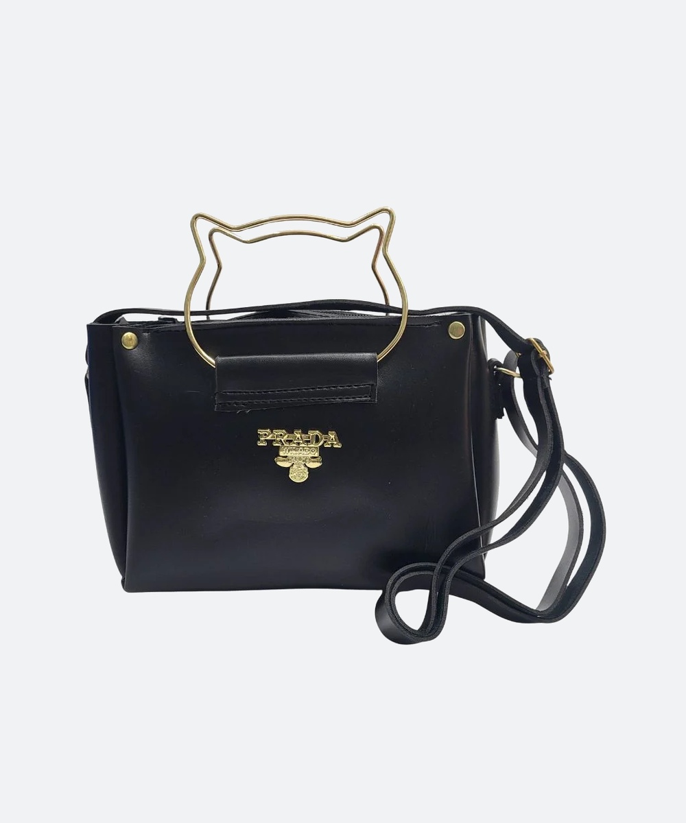 Black Elegant Cat Handle Handbag for Girls & Ladies - Image 4