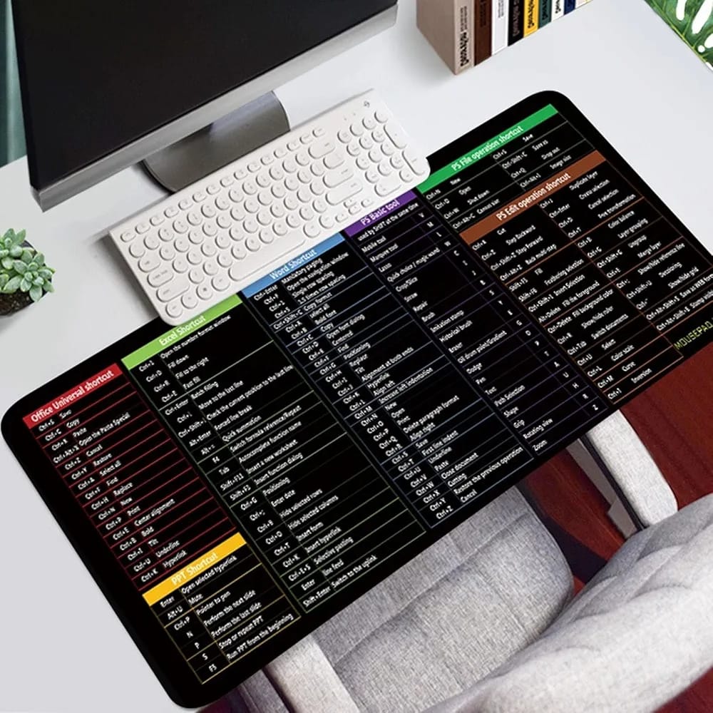 Large Excel Shortcut Keyboard Mouse Pad & Desk Mat 30×59cm