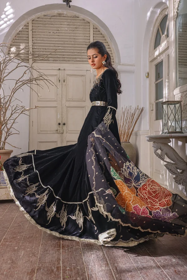Mahru Hand Embroidered Velvet Frock