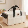 Caddy Bag XL Size with Lid and Zipper Pockets | White Color with Black Handles