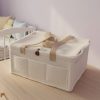 Diaper Caddy Bag XL Size with Lid and Zipper Pockets | White Color with Skin White Handles and Zips