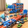 2-in-1 Foldable Dinosaur Truck With 2Pcs Cars and Racing Track