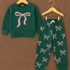Girls' Bow Print Sweatshirt & Jogger