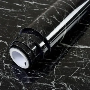 Black & White | Marble Sheet Sticker |  60x200cm | Waterproof Self-Adhesive PVC Wallpaper for Furniture Walls